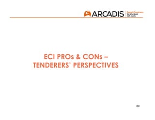 80
ECI PROs & CONs –
TENDERERS’ PERSPECTIVES
 