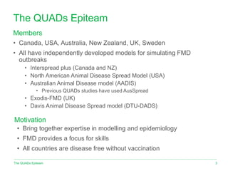 The QUADs Epiteam
• Canada, USA, Australia, New Zealand, UK, Sweden
• All have independently developed models for simulati...