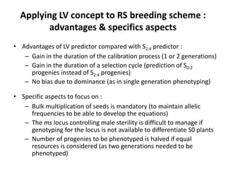 Early generation selection in an intra population recurrent selection breeding program within a synthetic population 