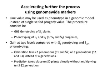 Early generation selection in an intra population recurrent selection breeding program within a synthetic population 