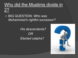 Ali tried to negotiate but there was no agreementAli ruled for 5 years before he was murdered. Mu’awiya then became caliph in 661 CE