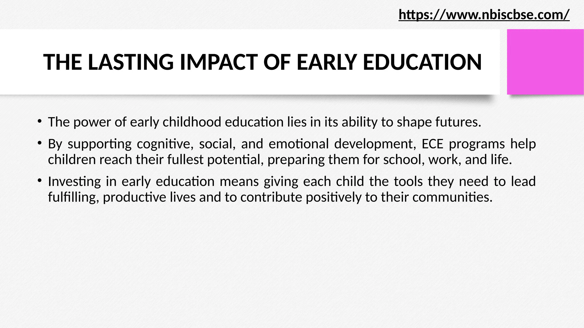 Early Learning, Lifelong Impact The Power of Early Childhood Education ...