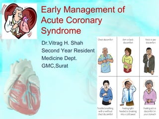 Early Management of
Acute Coronary
Syndrome
Dr.Vitrag H. Shah
Second Year Resident
Medicine Dept.
GMC,Surat
 