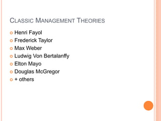 Early management theories relevant to the modern world | PPTX