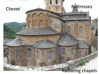 Chevet
Radiating chapels
Buttresses
 
