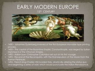 EARLY MODERN EUROPE 15th  CENTURY ,[object Object]