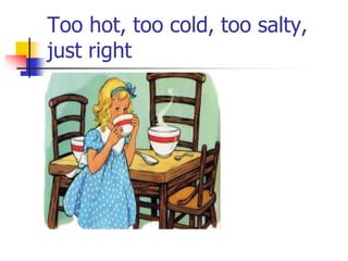 Too hot, too cold, too salty,
just right
 