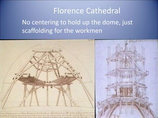 Florence Cathedral
No centering to hold up the dome, just
scaffolding for the workmen
20
 