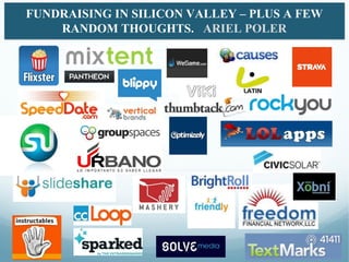 FUNDRAISING IN SILICON VALLEY – PLUS A FEW RANDOM THOUGHTS.  ARIEL POLER 