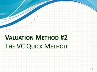 VALUATION METHOD #2
THE VC QUICK METHOD
38
 