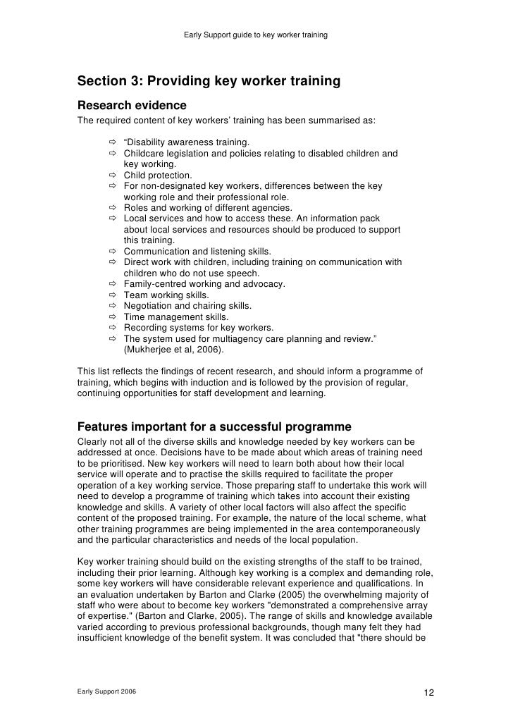 Early Support Guide To Key Worker Training1
