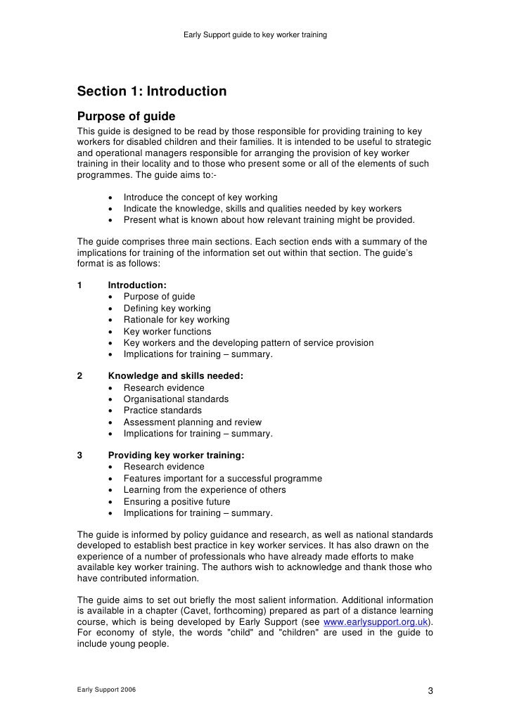 Early Support Guide To Key Worker Training[1]