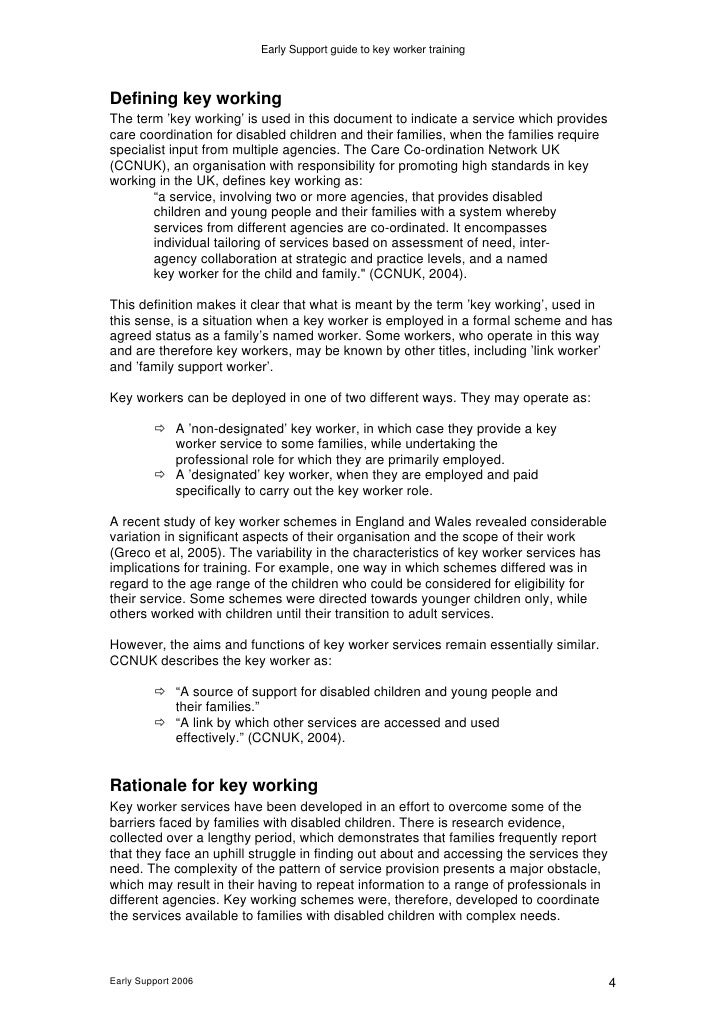 Early Support Guide To Key Worker Training[1]