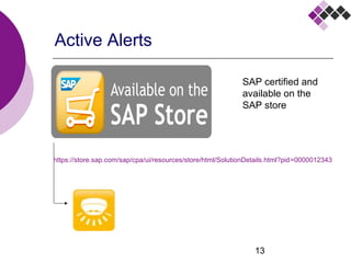 13
Active Alerts
https://www.sapstore.com/solutions/30005/Active-Alerts
SAP certified and
available on the
SAP store
 