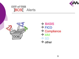 9
 BASIS
 FICO
 Compliance
 MM
 SD
 other
Alerts
 