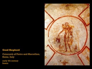 Good Shepherd Catacomb of Pietro and Marcellino, Rome, Italy early 4th century fresco 
