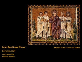 Saint Apollinare Nuovo Ravenna, Italy dedicated 504 tessera mosaic Miracle of the Loaves and Fishes 