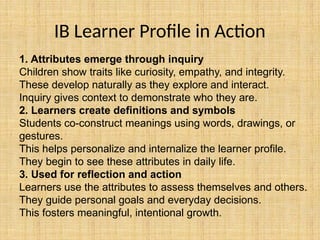 Ib Program Integrity Nurturing Young Learners: Early Years in the IB Primary Years Programme ...