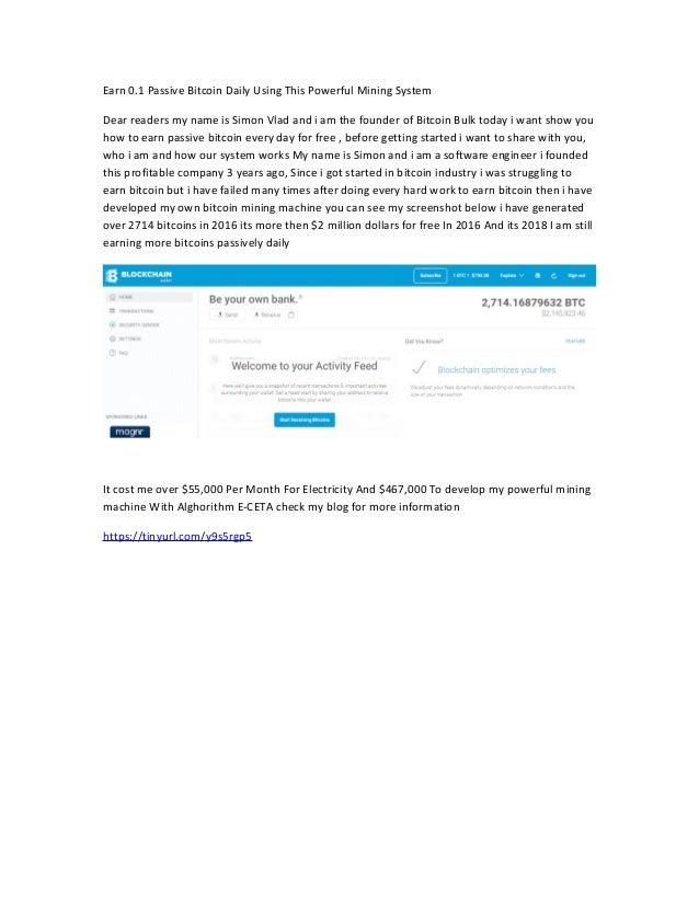 Earn 0 1 Passive Bitcoin Daily - 