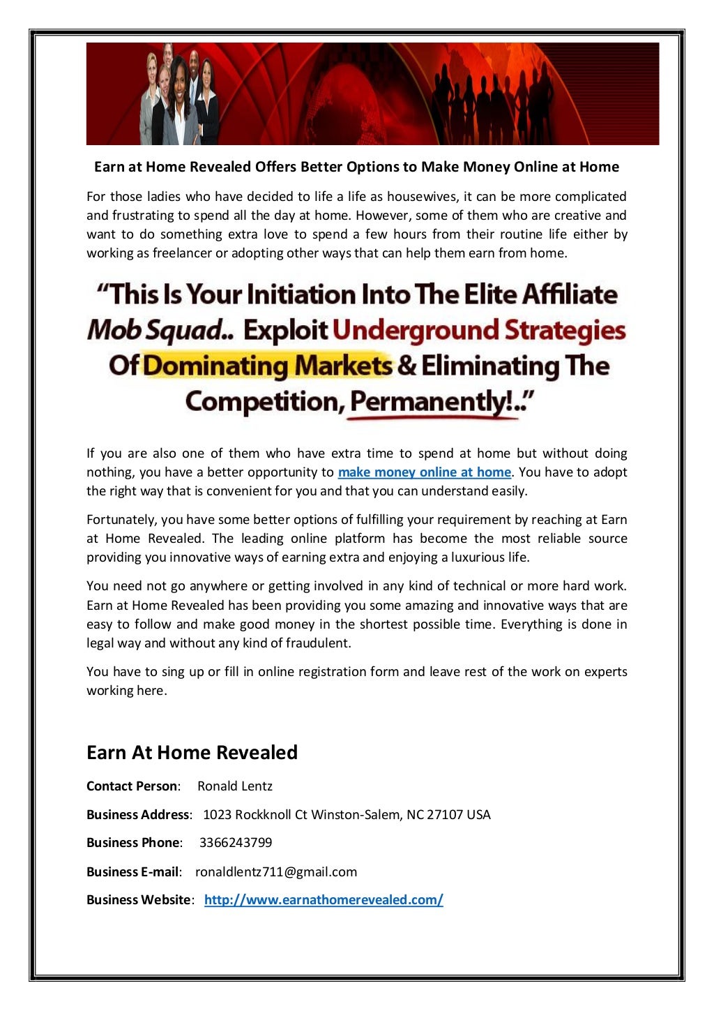 Earn at home revealed offers better options to make money online at h…