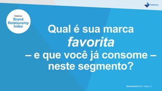 Qual é sua marca
favorita
– e que você já consome –
neste segmento?
Earned Brand 2016 Global | 11
Edelman
Brand
Relationship
Index
 