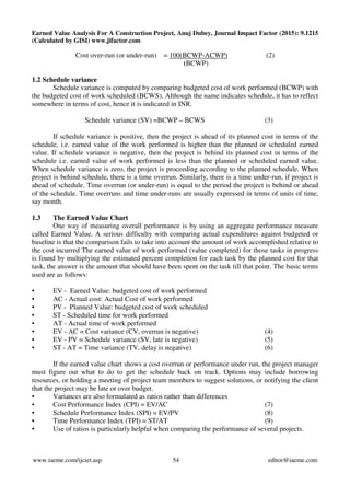 Earned value analysis for a construction project | PDF
