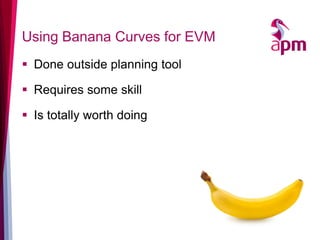 Using Banana Curves for EVM 
Done outside planning tool 
Requires some skill 
Is totally worth doing  