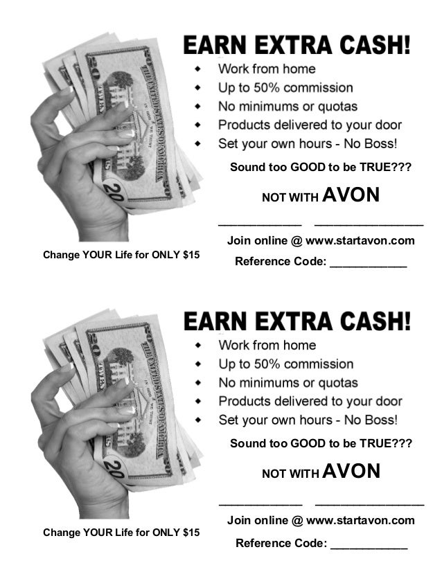 earn extra cash with avon flyer