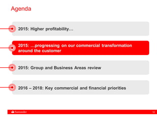 12
Agenda
2015: Higher profitability…
2016 – 2018: Key commercial and financial priorities
2015: …progressing on our commercial transformation
around the customer
2015: Group and Business Areas review
 