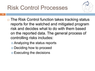 Monte Carlo Simulation of Unmitigated
Reducible Risk for MR
19
¨  Contract Budget
Base (CBB)
¨  IMS with
Unmitigated
Reducible Risk
¨  Management
decision of MR
Confidence of 80%.
¨  Difference is
Management
Reserve (MR)
 