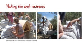Making the arch-entrance
Lancet arch with temporary wooden support
 