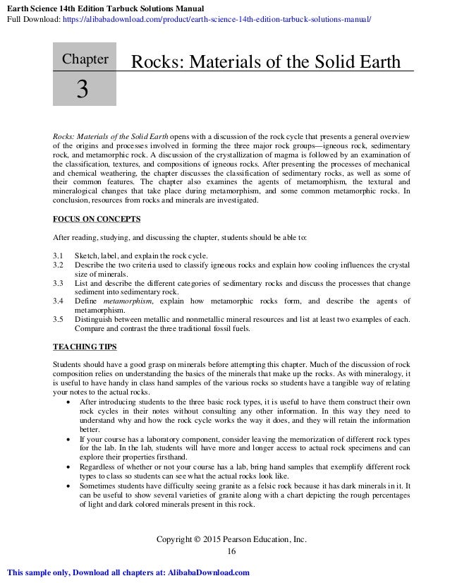 Earth Science 14th Edition Tarbuck Solutions Manual