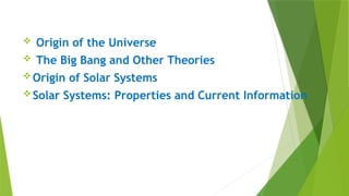 EARTH AND SCIENCE FOR 11 STEM, the universe or origin and solar system ...