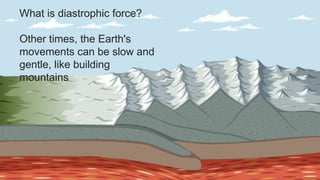 What is diastrophic force?
Other times, the Earth's
movements can be slow and
gentle, like building
mountains
 