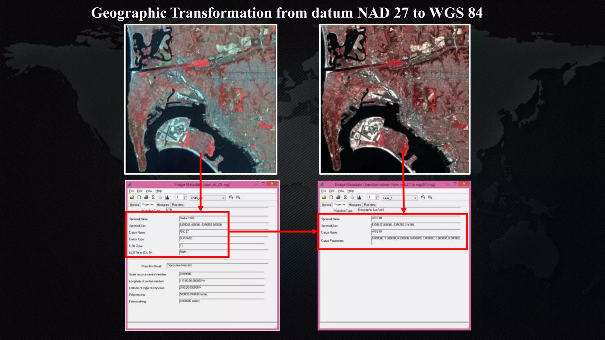 Geographic Transformation from datum NAD 27 to WGS 84
 
