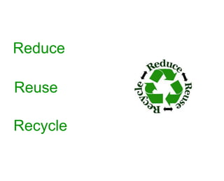 Recycle
Reuse
Reduce
 