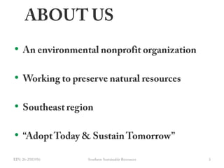 	ABOUT USAn environmental nonprofit organization