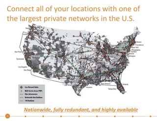 Connect all of your locations with one of 
the largest private networks in the U.S. 
11 
Nationwide, fully redundant, and highly available 
 