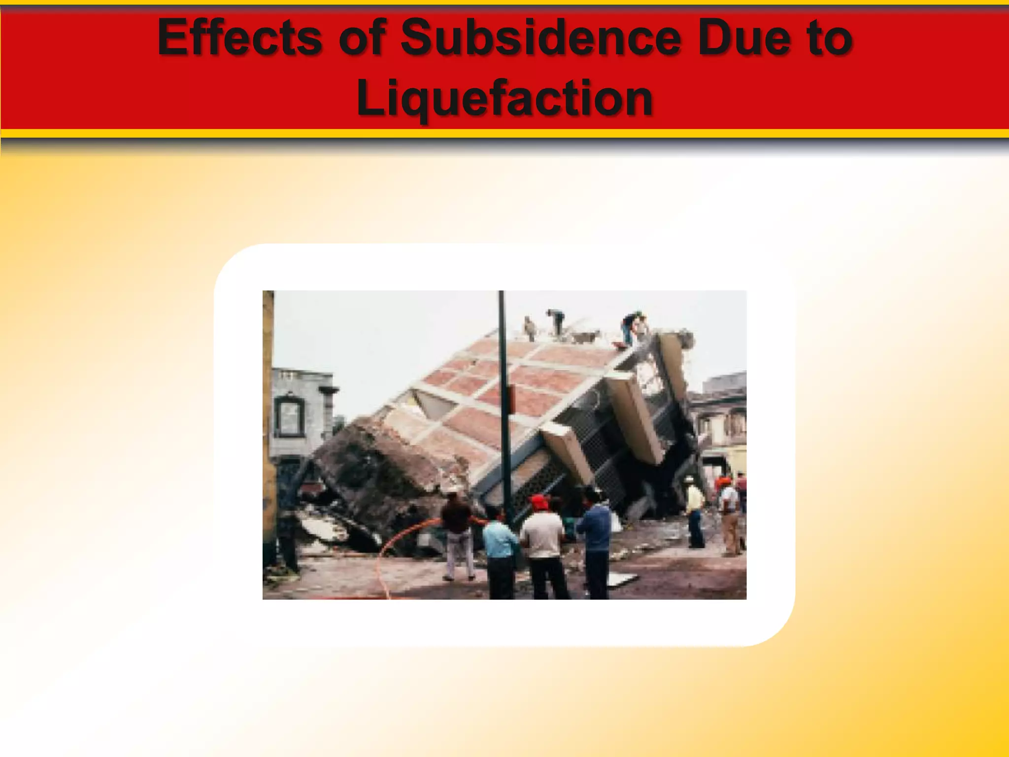 Effects of Subsidence Due to 
Liquefaction 
 