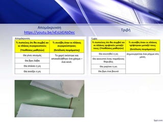 Απομάκρυνση
https://youtu.be/xEsLkEAbDec
Τριβή
 