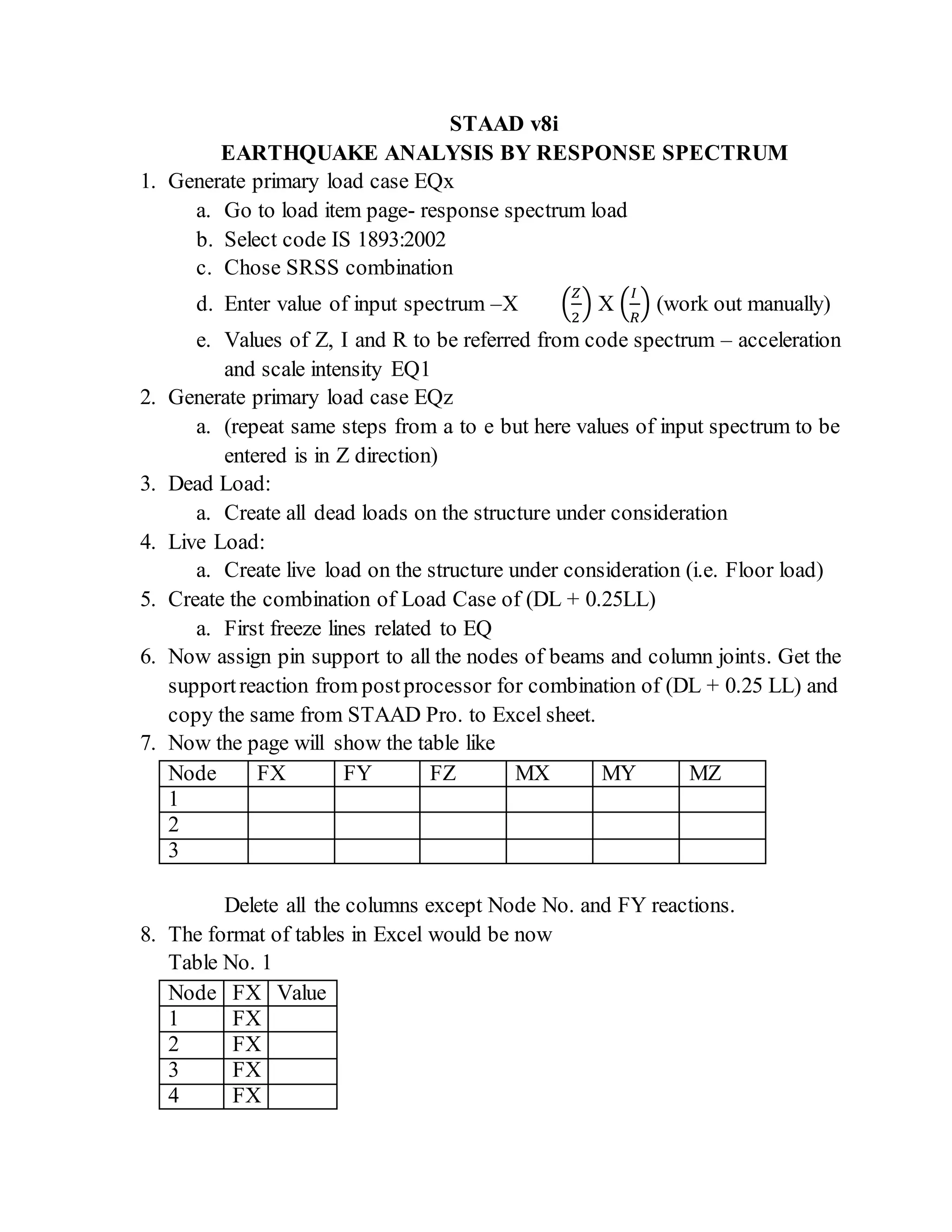 Earthquake Analysis By Response Spectrum Method Docx