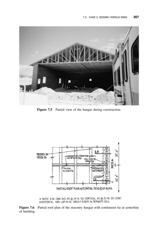 7.3 CASE 2: SEISMIC VERSUS WIND 207
Figure 7.5 Partial view of the hangar during construction.
Figure 7.6 Partial roof plan of the masonry hangar with continuous tie at centerline
of building.
 