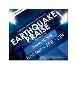 Earthquake praise jan 16