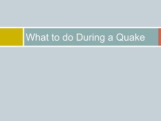 What to do During a Quake
 