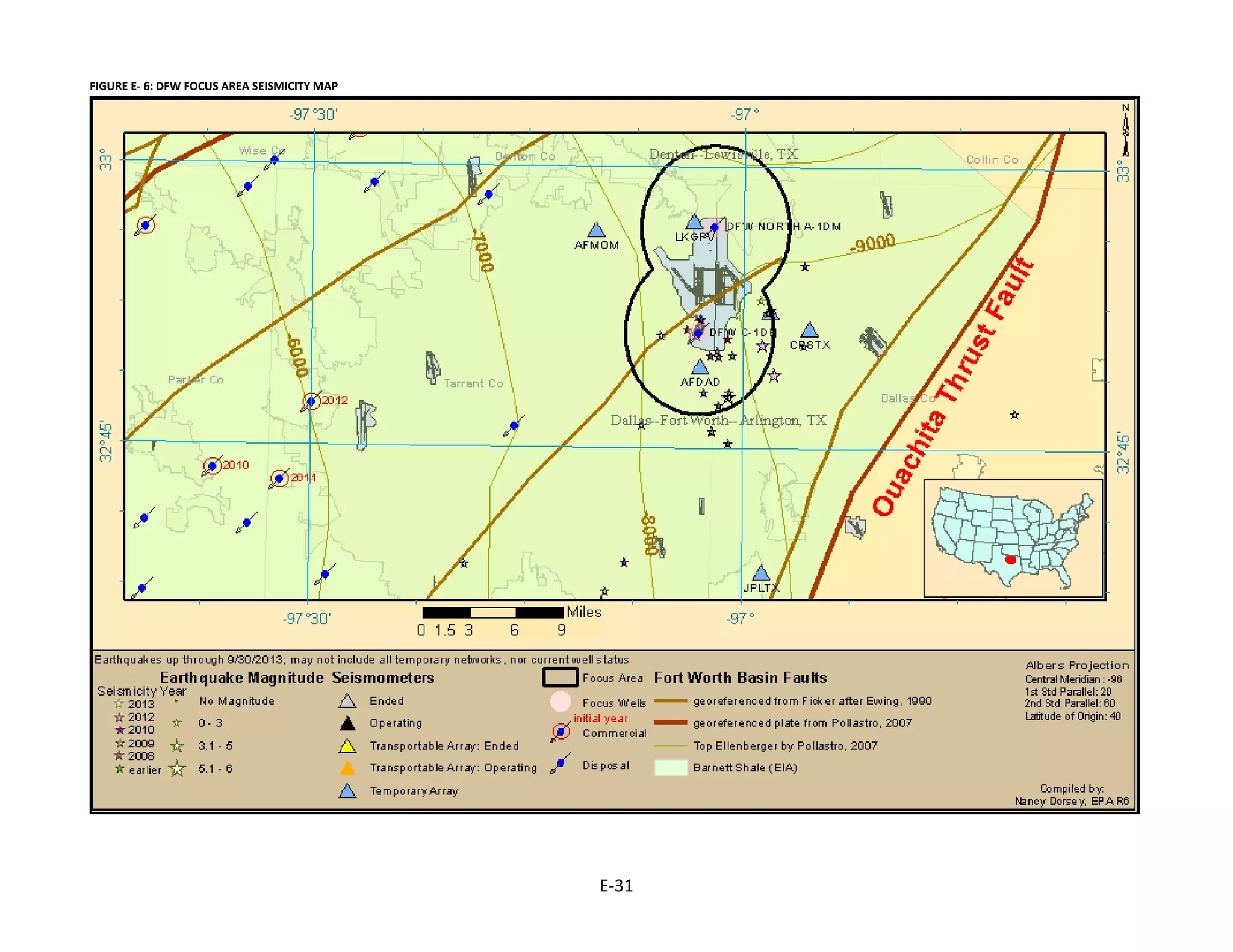 FIGURE E- 6: DFW FOCUS AREA SEISMICITY MAP
E-31
 