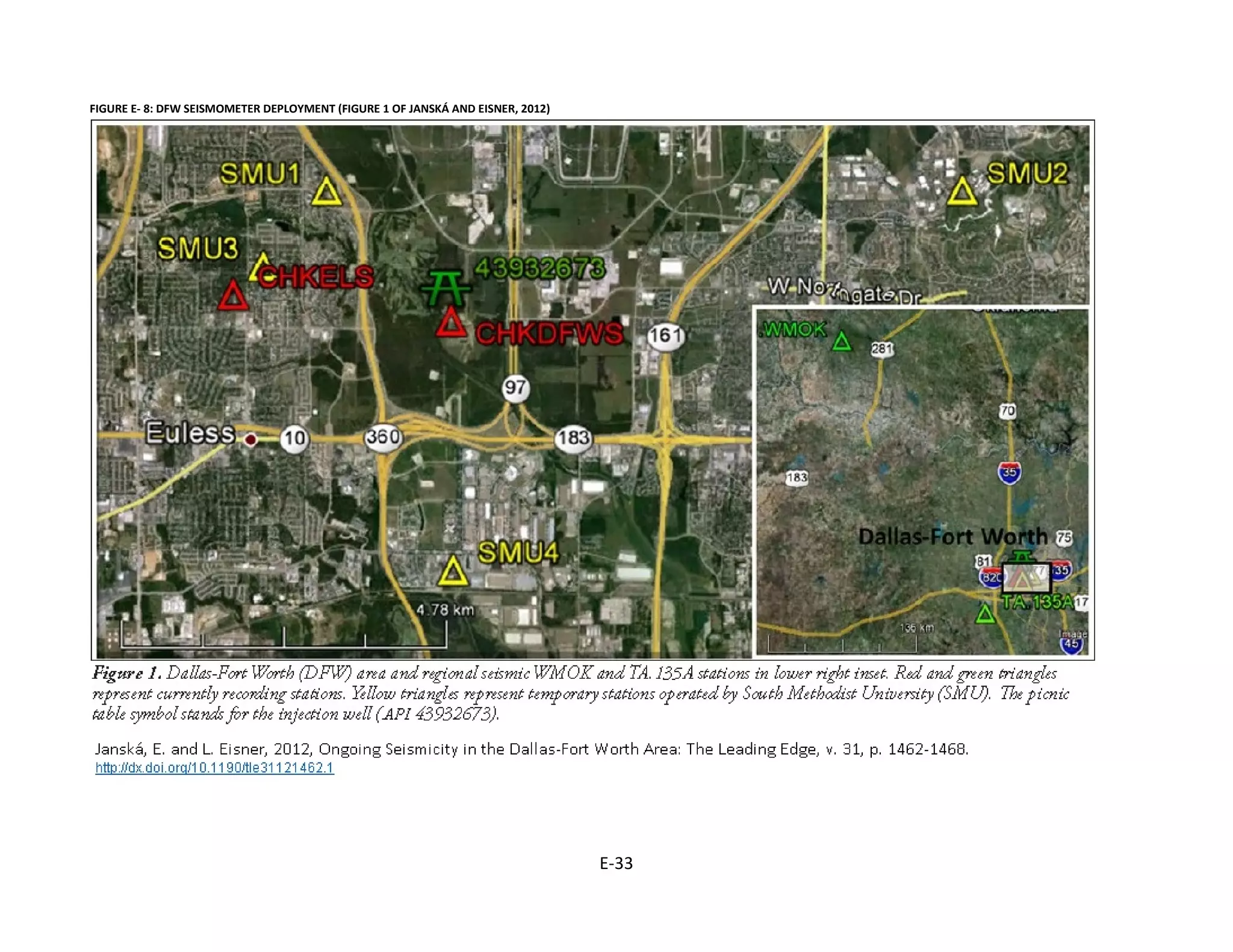 FIGURE E- 8: DFW SEISMOMETER DEPLOYMENT (FIGURE 1 OF JANSKÁ AND EISNER, 2012)
E-33
 