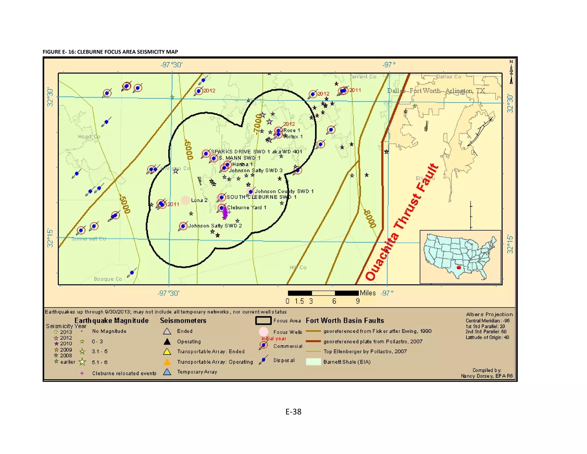 FIGURE E- 16: CLEBURNE FOCUS AREA SEISMICITY MAP
E-38
 