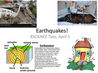 Earthquakes! 8SCIENCE Tues. April 5 