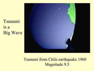 Tsunami
is a
Big Wave

Tsunami from Chile earthquake 1960
Magnitude 9.5

 