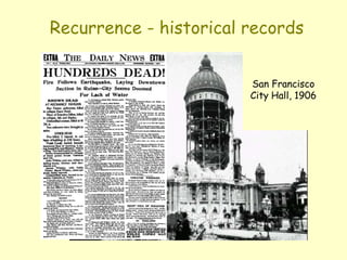 San Francisco
City Hall, 1906
Recurrence - historical records
 